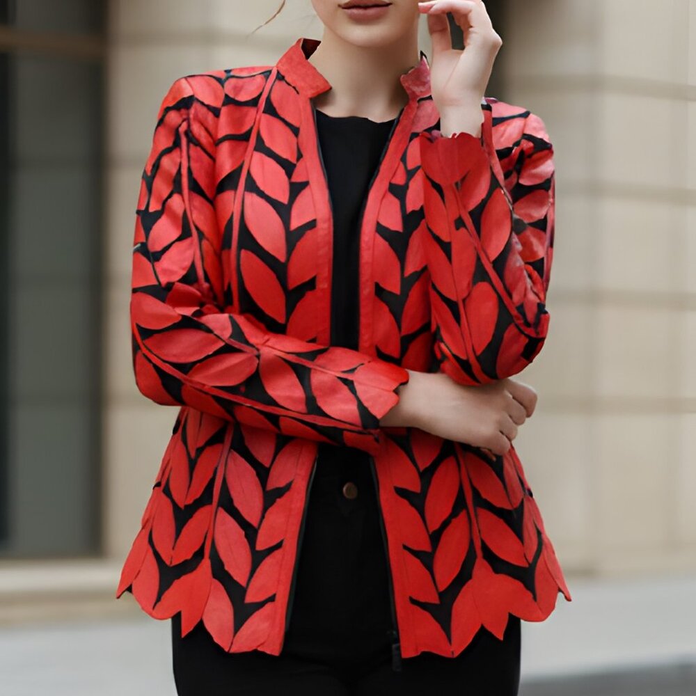 Womens Sheer Tops Blouses Shirt Sheer Jacket Leather Outfit Handmade Leaf